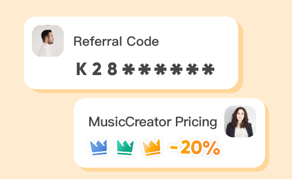 Our partnership is performance-based: you refer music creators to our AI music platform and earn ongoing subscription commissions.