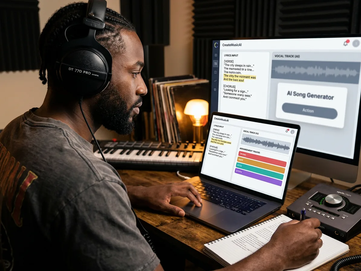Trasforma i testi in una canzone completa