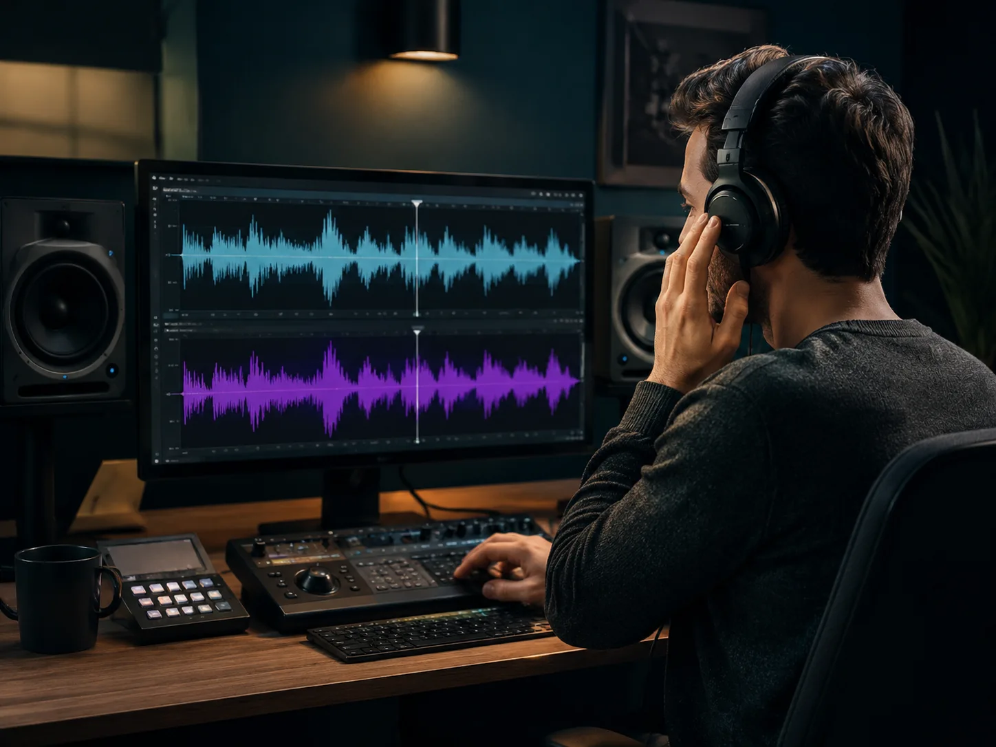 Compare original and processed audio