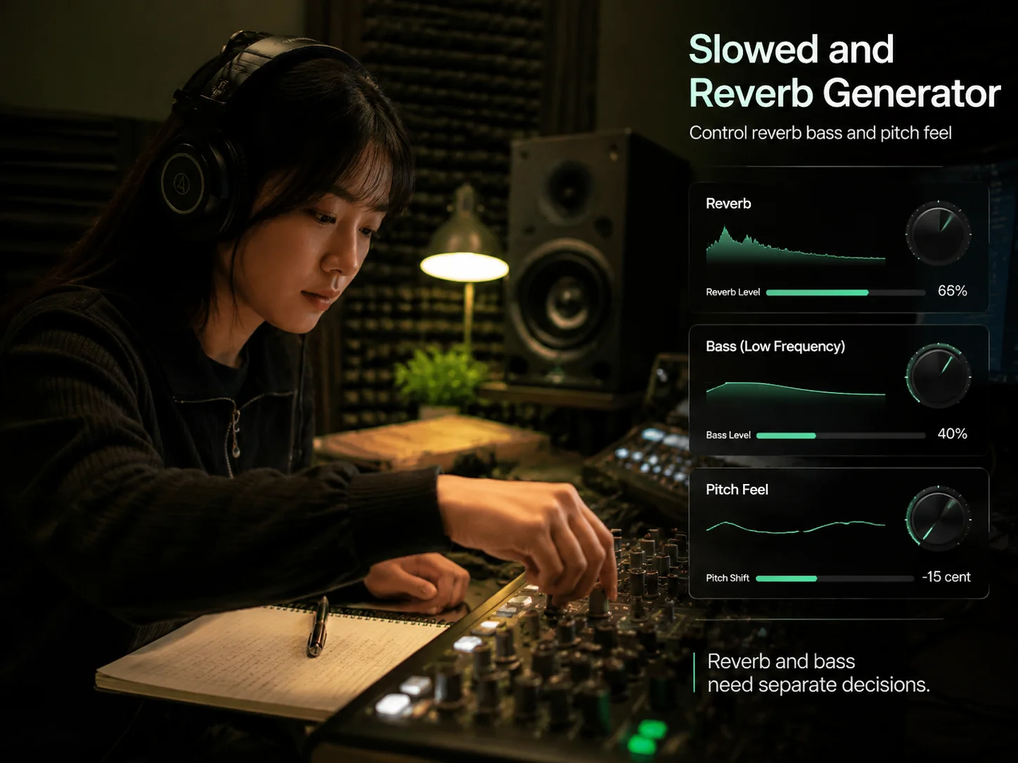 Control reverb bass and pitch feel