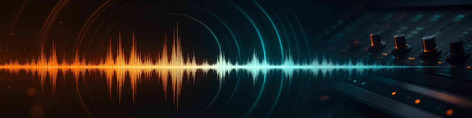 Wide slowed and reverb audio waveform banner